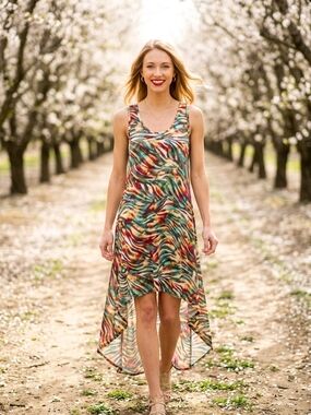 Swimsuits For All Multicolor High-Low Tank Dress in Multi Colors